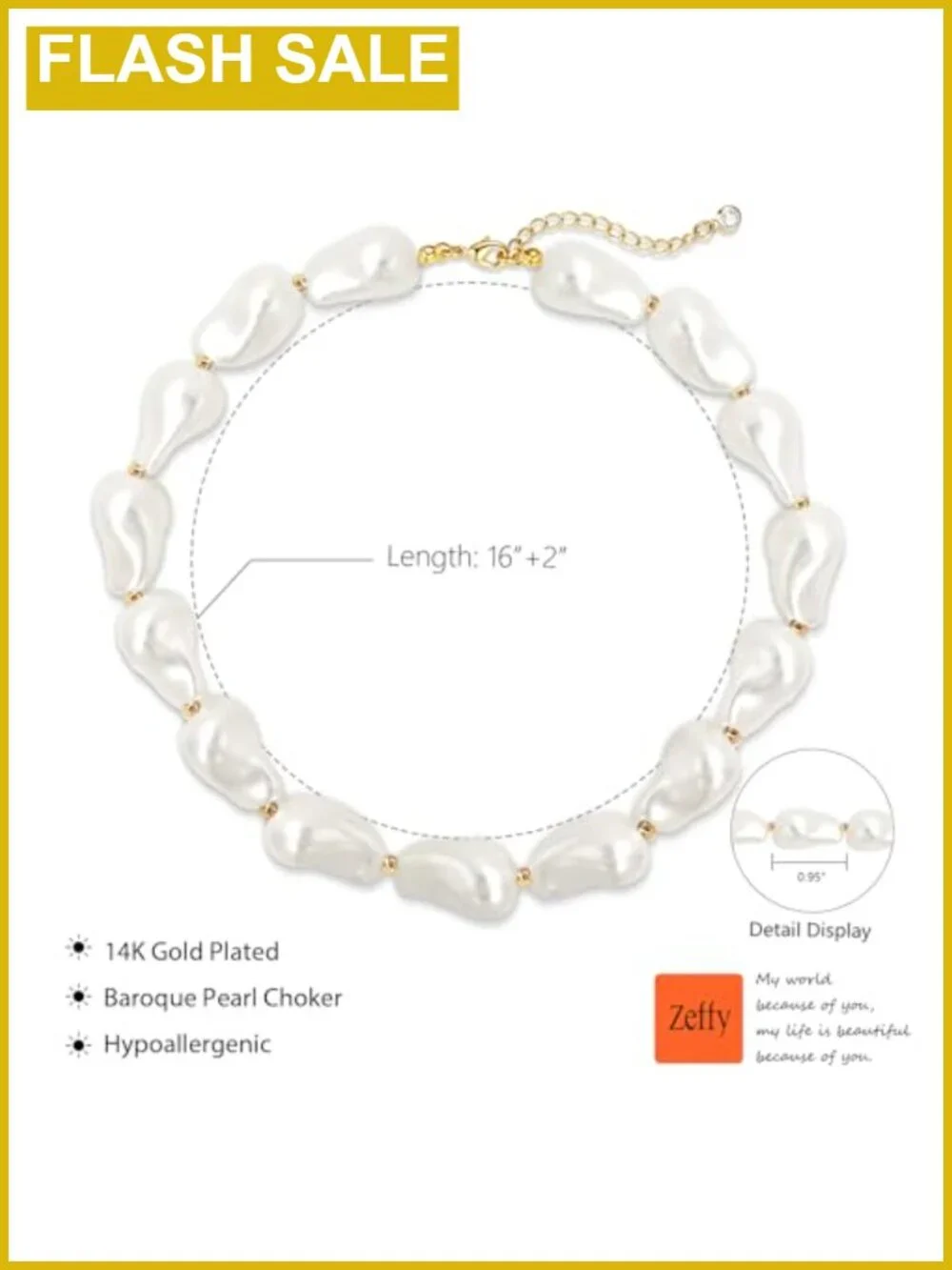 14K Gold Plated Chunky Chain Toggle Clasp Baroque Pearl Pendant Necklace